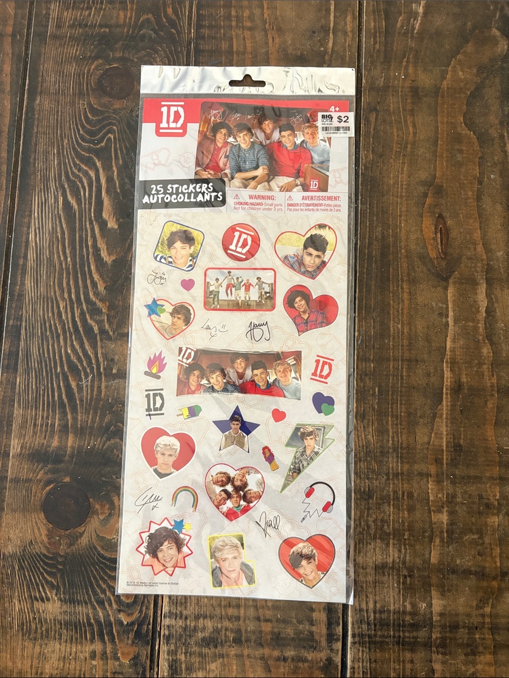 One Direction 1D Sticker Sheet *Sealed